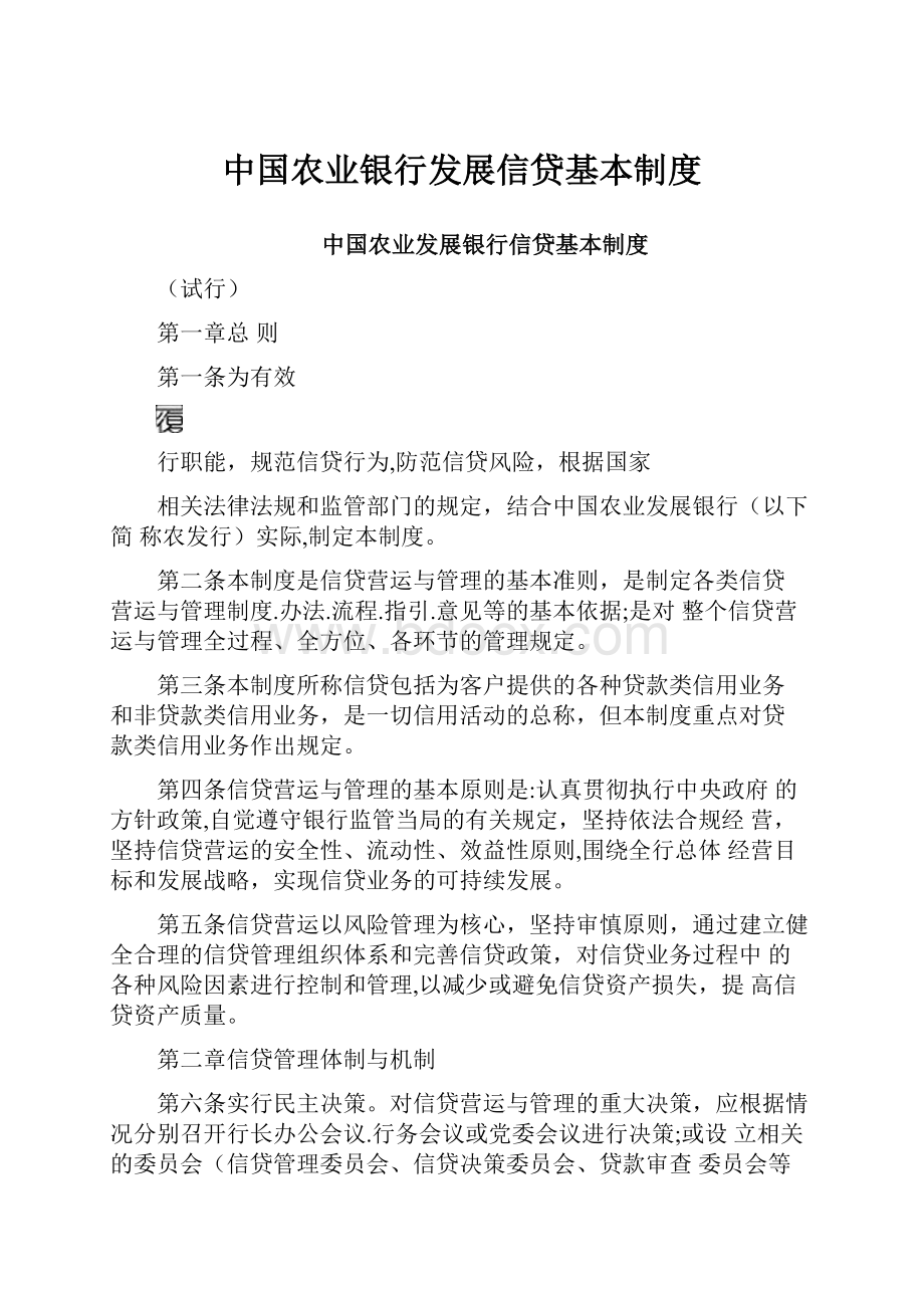 中国农业银行发展信贷基本制度.docx_第1页