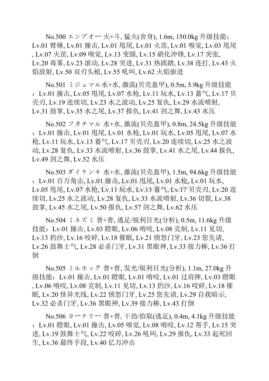 《口袋妖怪黑白》全PM的升级技能表.docx_第2页