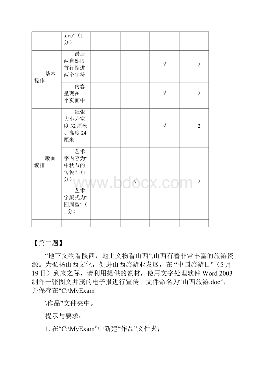 文字处理操作题及评价指标Word文档格式.docx_第2页