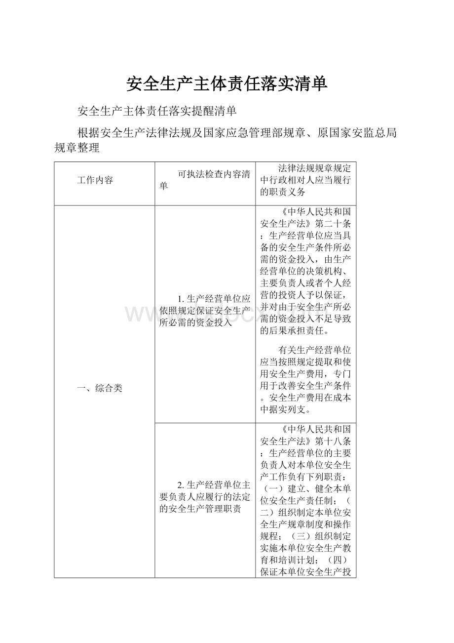 安全生产主体责任落实清单.docx_第1页