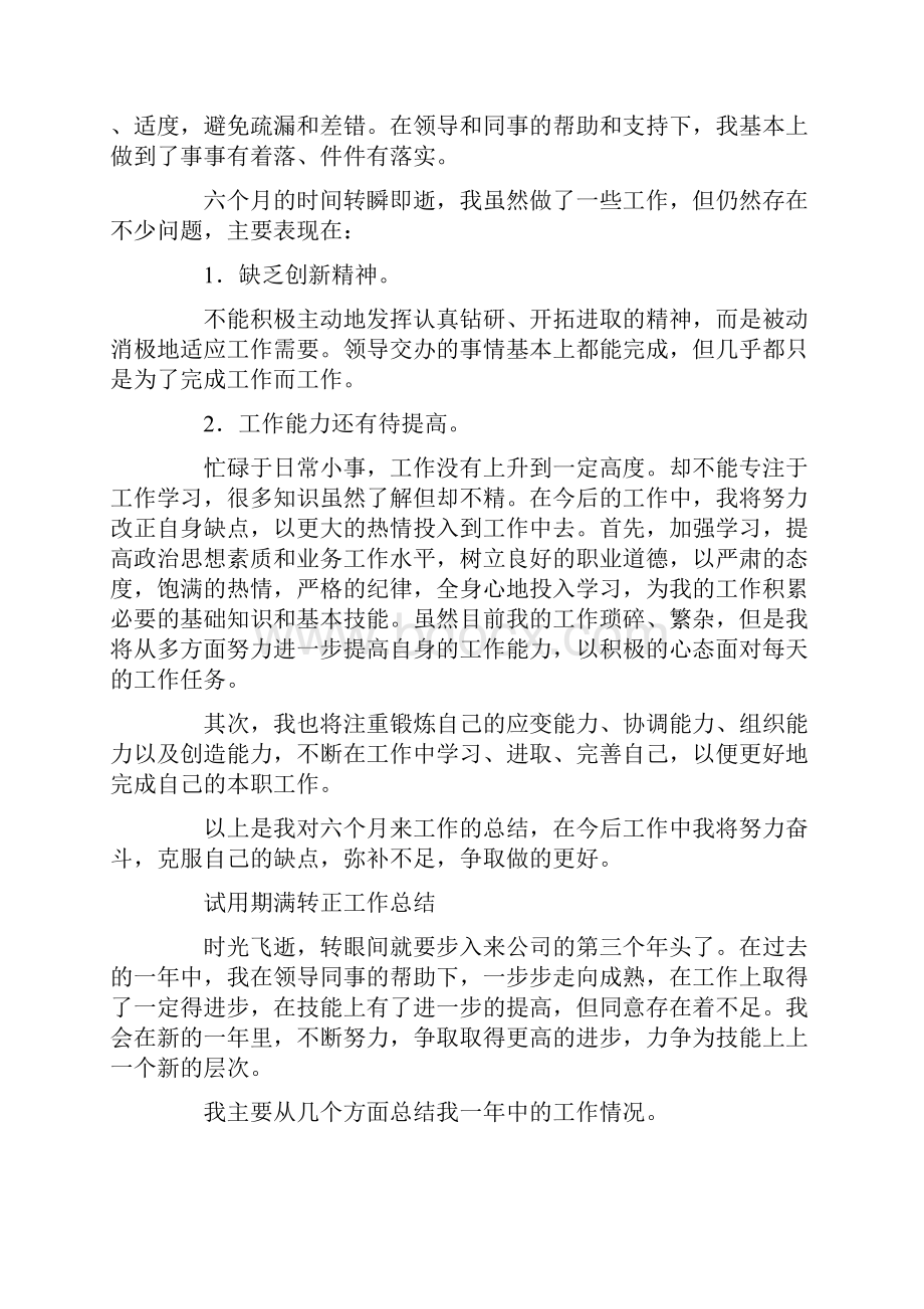 试用期满转正工作总结精选多篇.docx_第3页