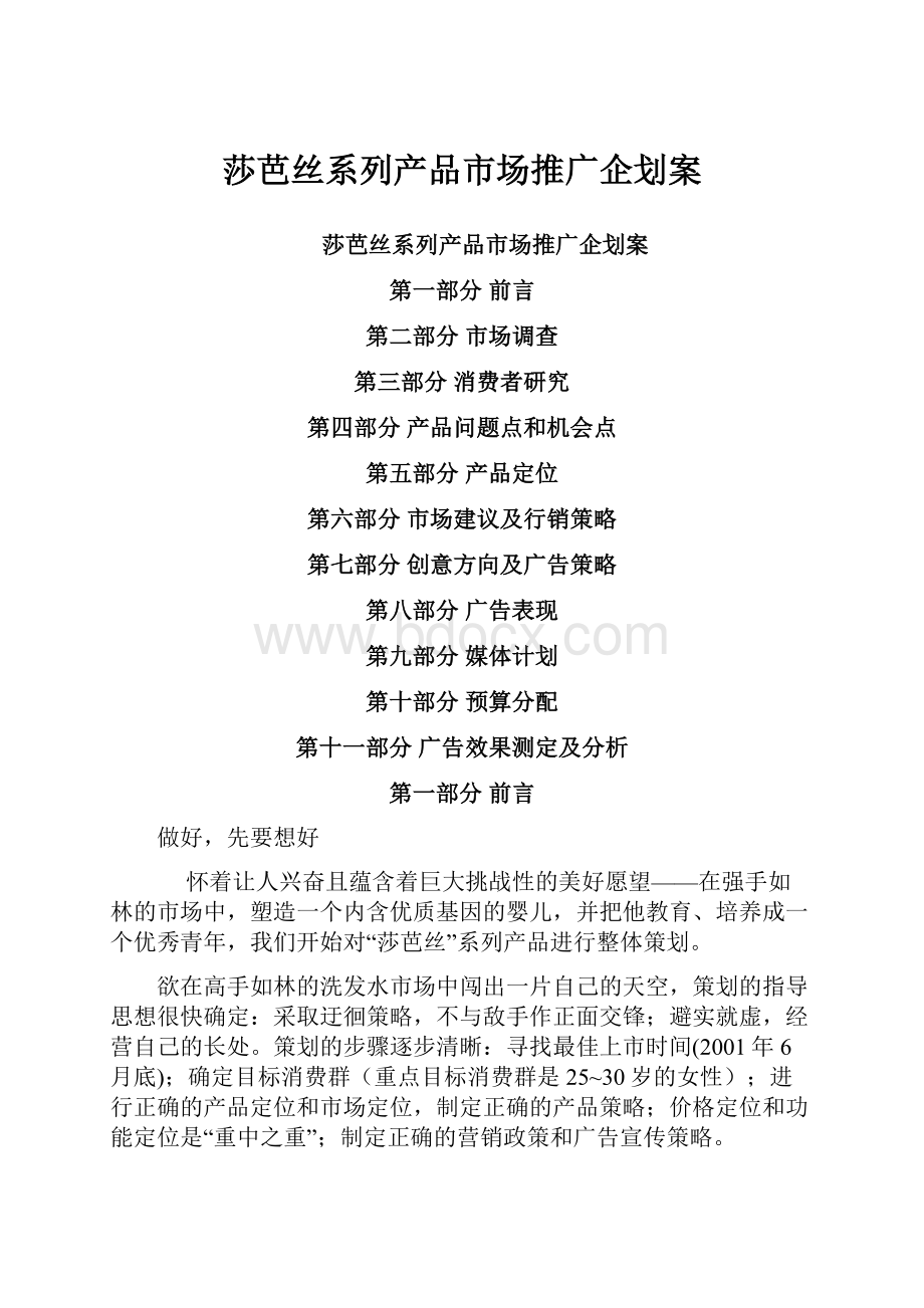 莎芭丝系列产品市场推广企划案.docx_第1页