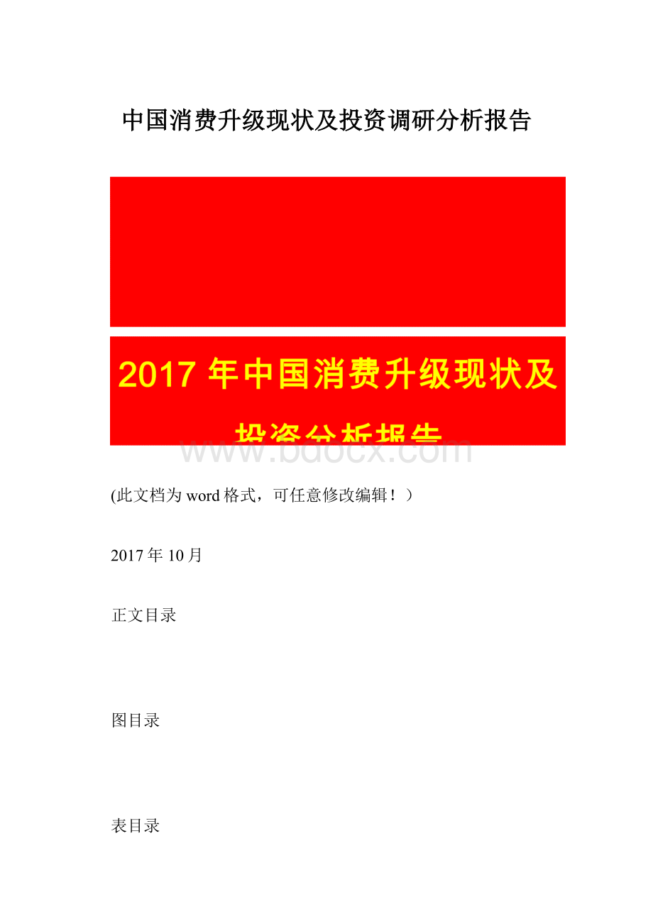 中国消费升级现状及投资调研分析报告.docx_第1页