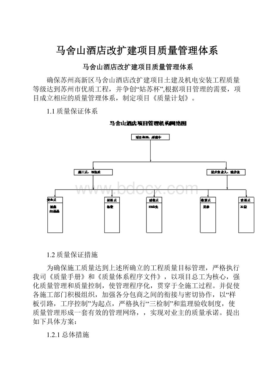 马舍山酒店改扩建项目质量管理体系.docx