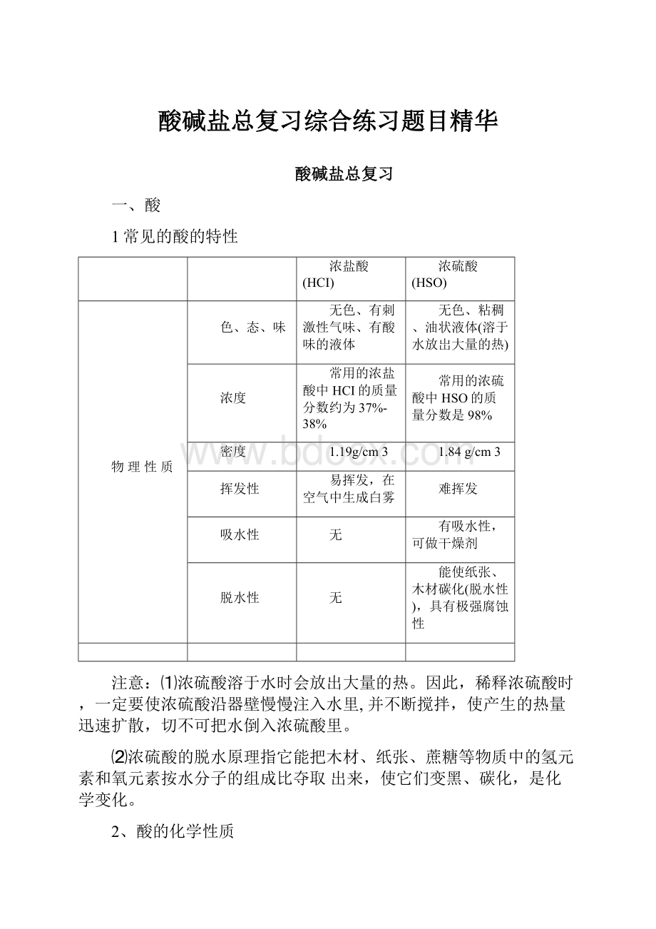 酸碱盐总复习综合练习题目精华Word文件下载.docx