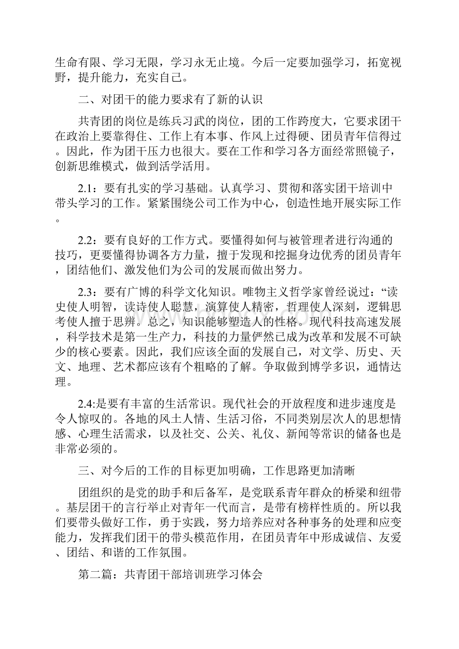 共青团干部培训班学习体会精选多篇.docx_第2页