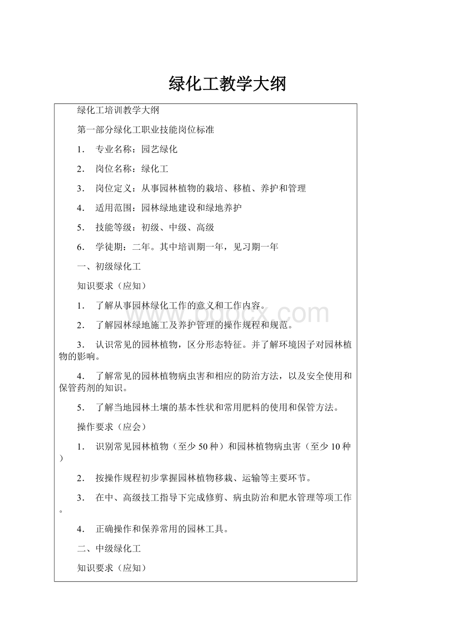 绿化工教学大纲.docx