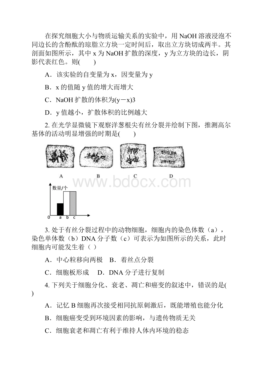 湖北省武汉度高一生物下册期末试题.docx_第2页