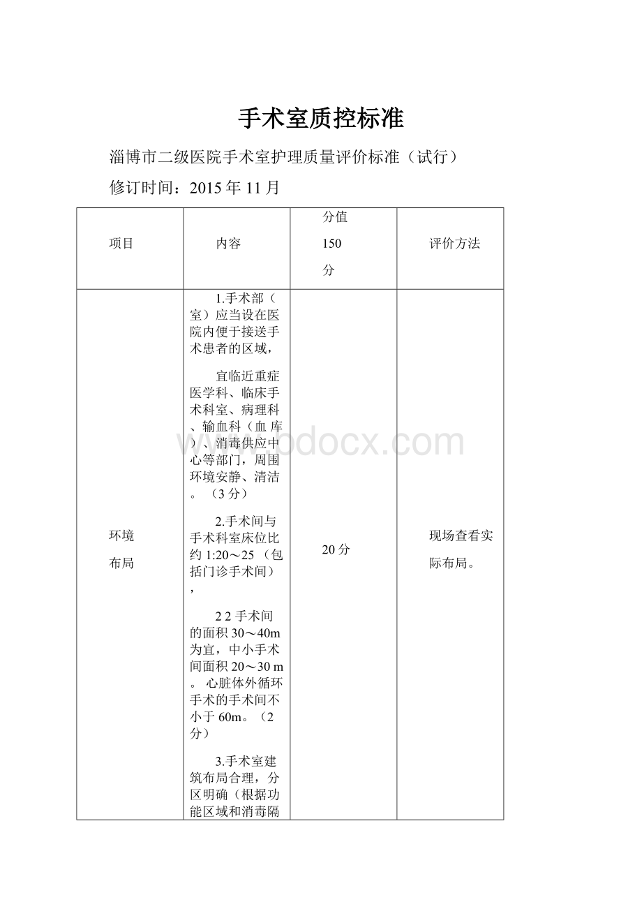 手术室质控标准.docx