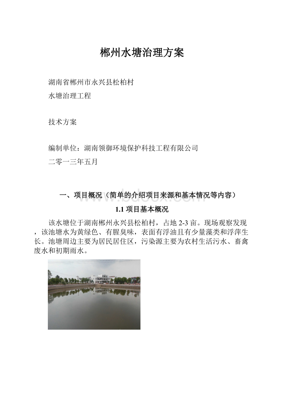 郴州水塘治理方案.docx