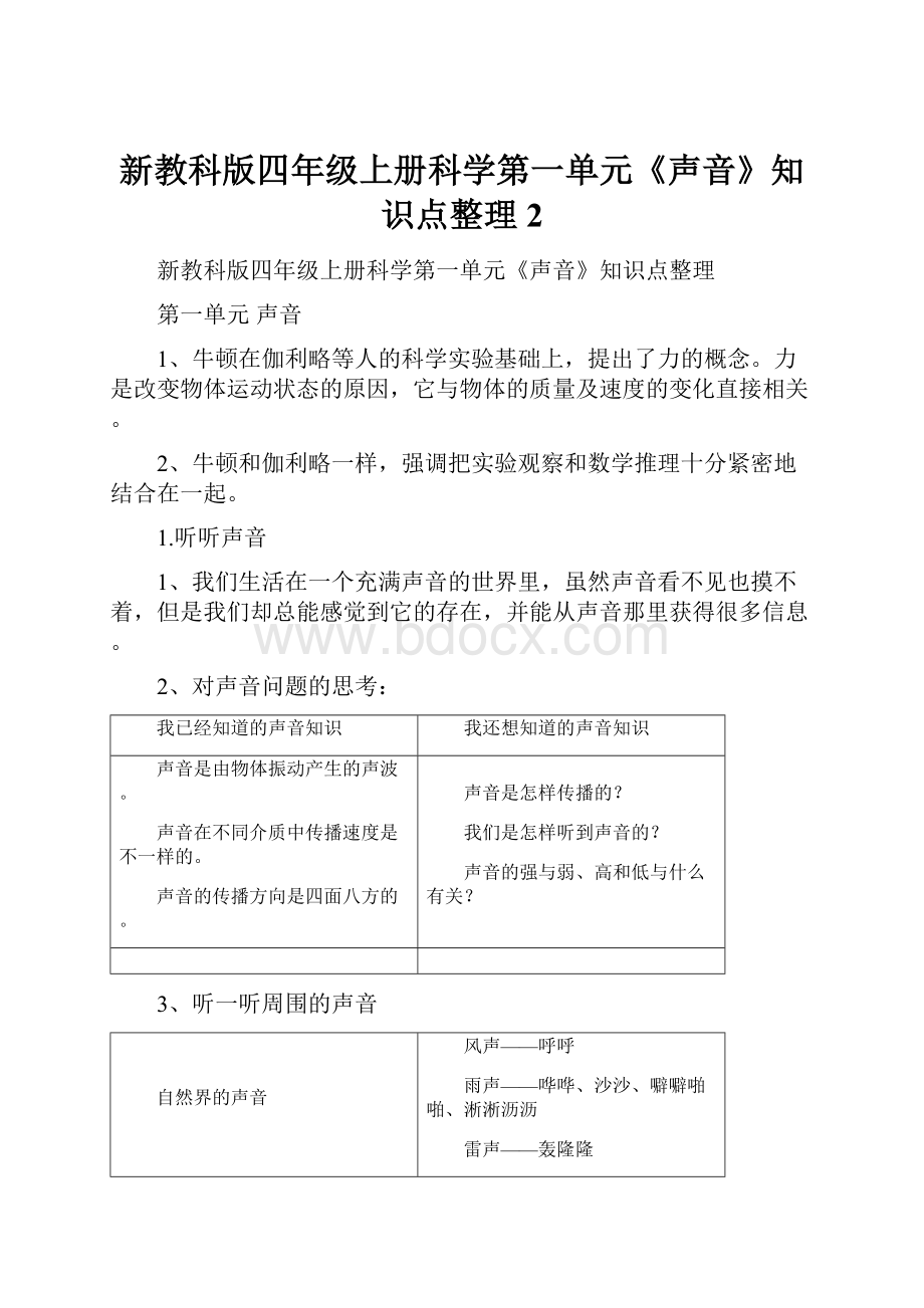 新教科版四年级上册科学第一单元《声音》知识点整理2.docx_第1页