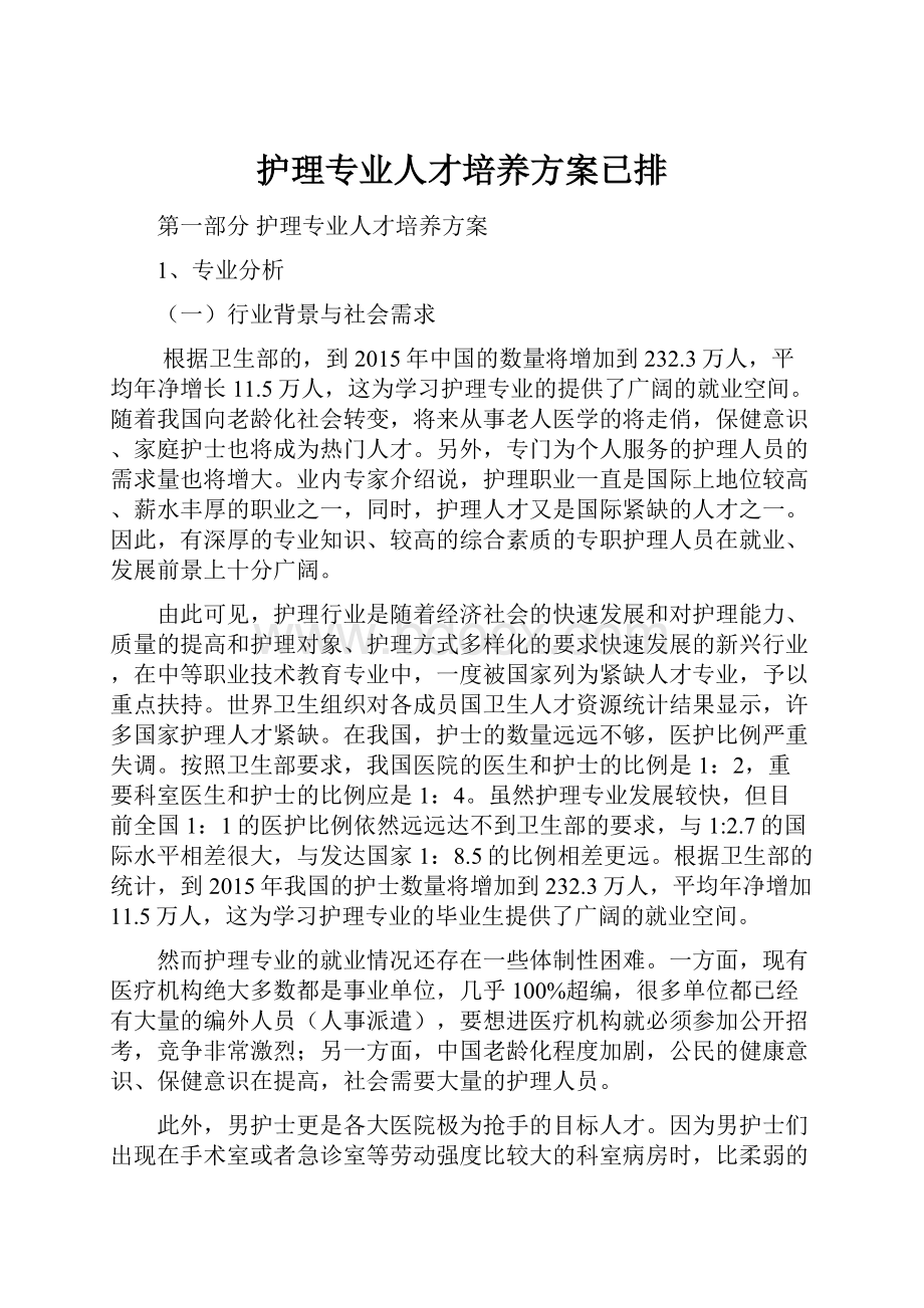 护理专业人才培养方案已排.docx_第1页