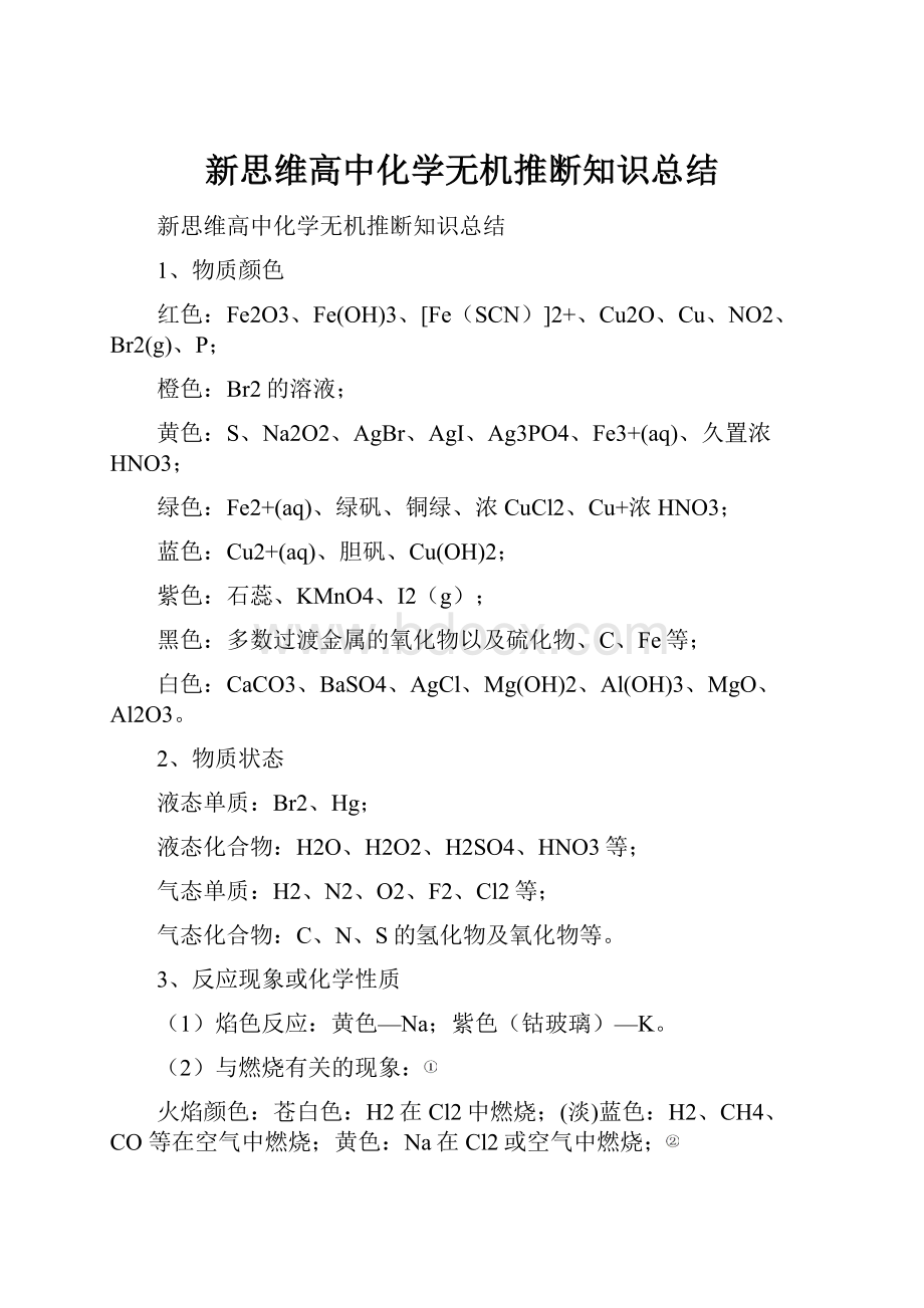 新思维高中化学无机推断知识总结.docx_第1页