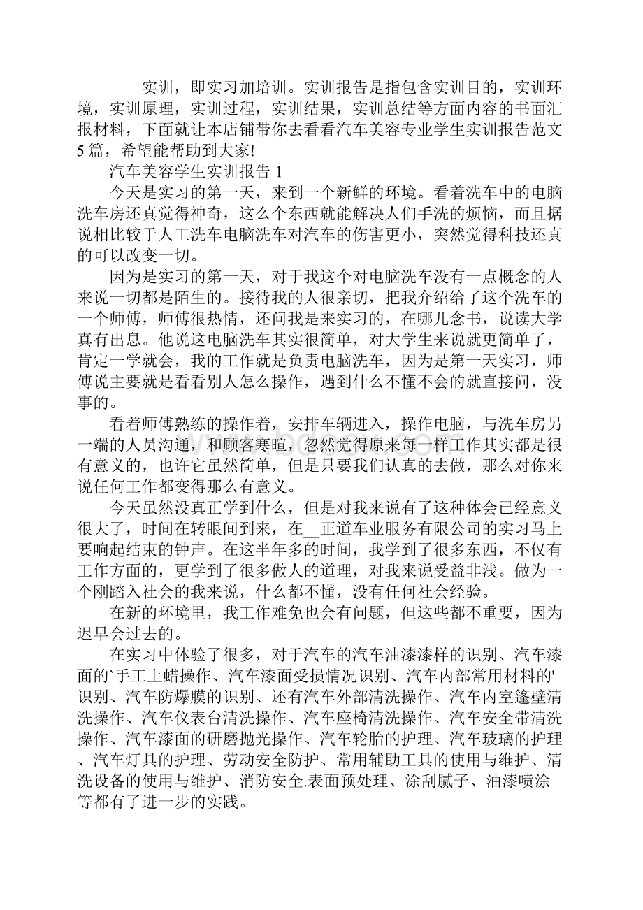 汽车美容专业学生实训报告.docx_第2页