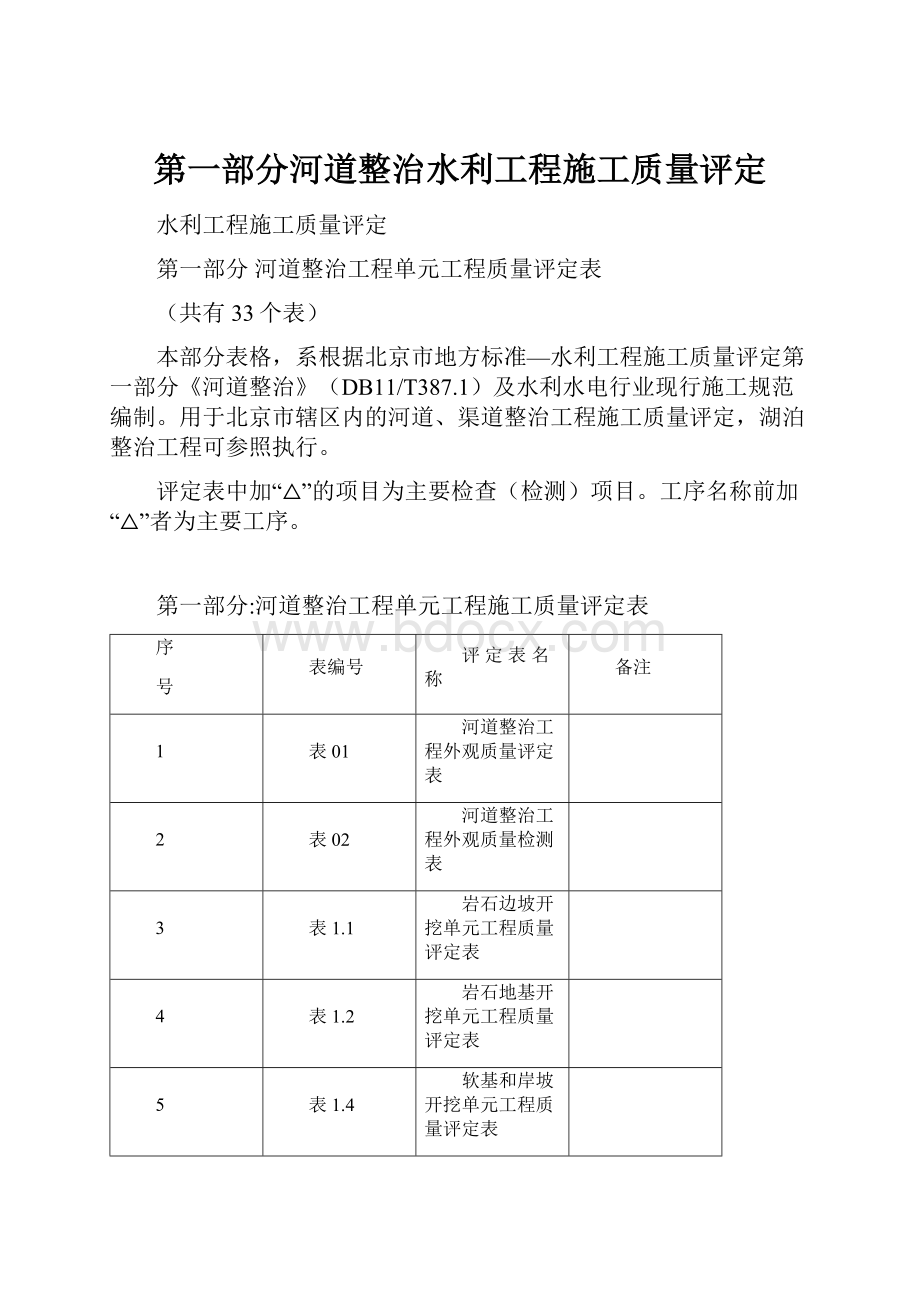 第一部分河道整治水利工程施工质量评定.docx