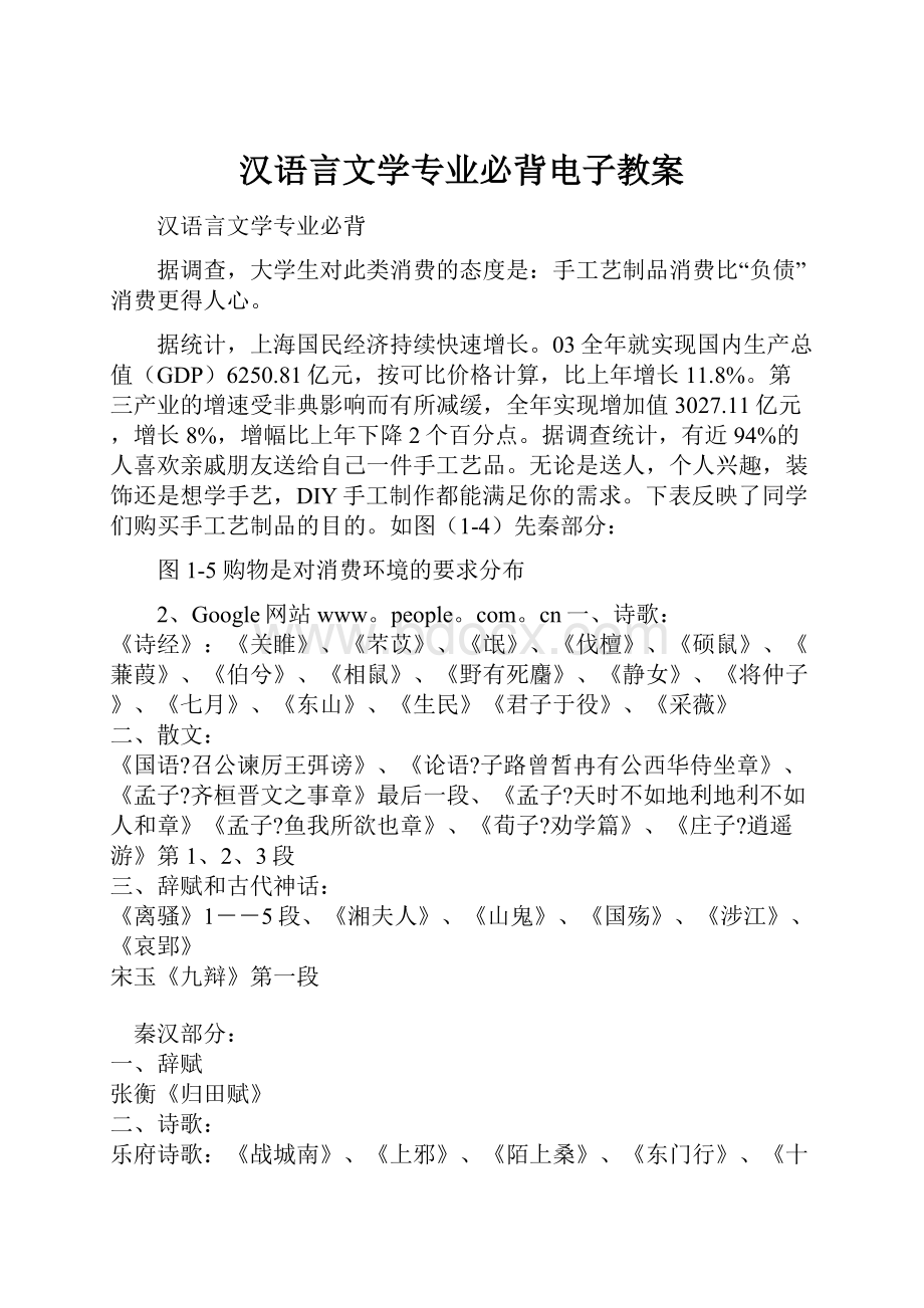 汉语言文学专业必背电子教案.docx