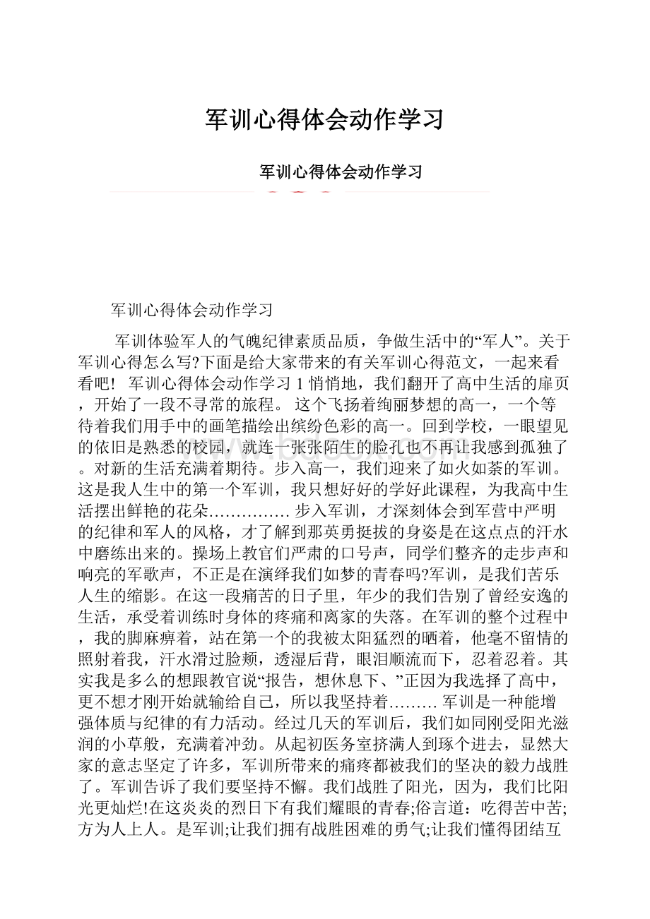 军训心得体会动作学习.docx