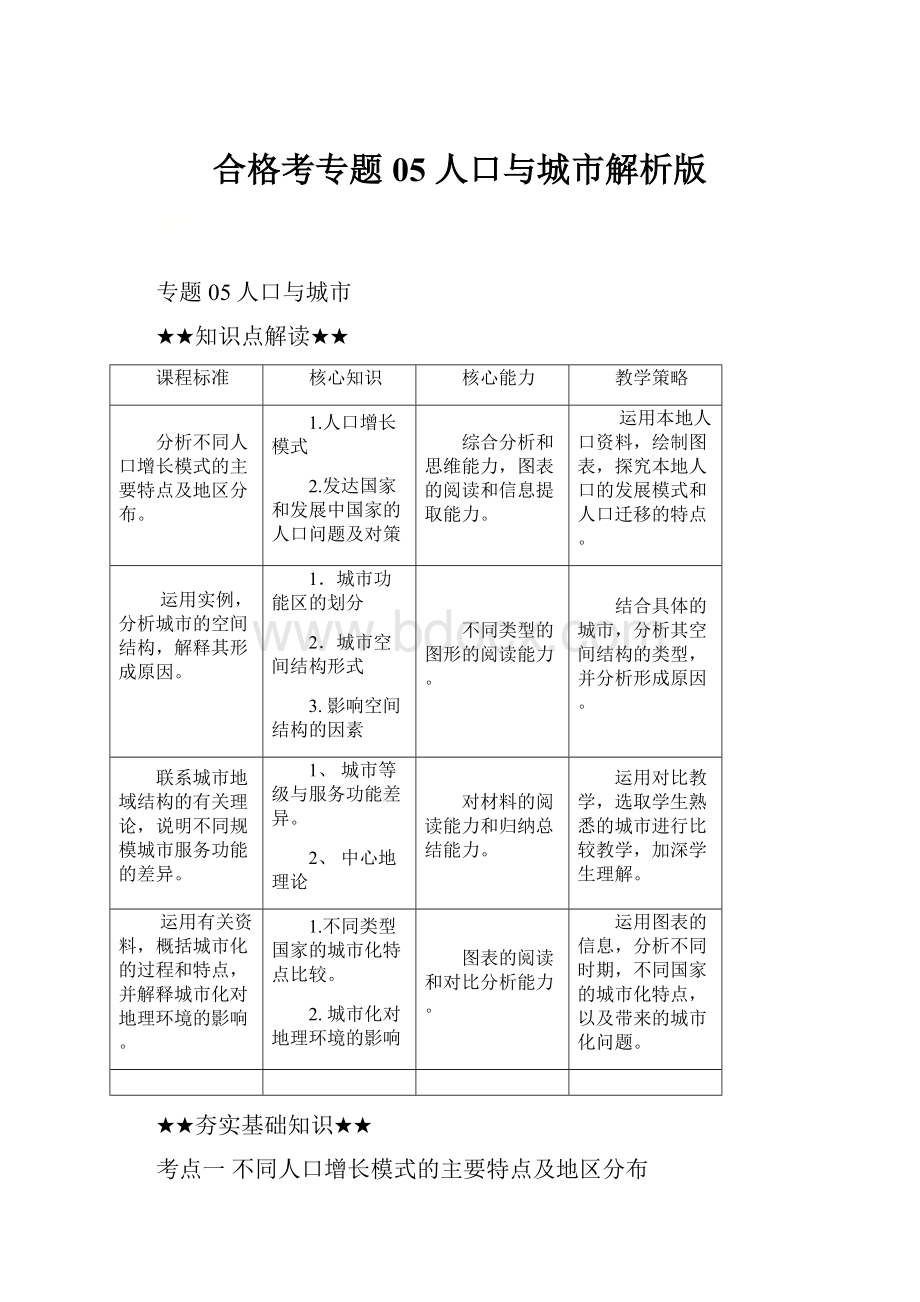 合格考专题05 人口与城市解析版.docx_第1页