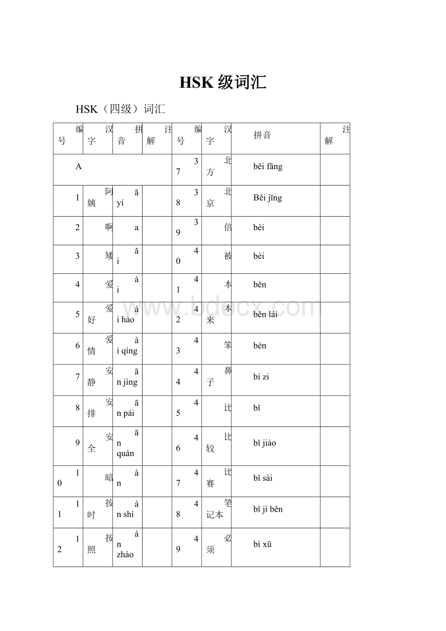 HSK级词汇.docx_第1页