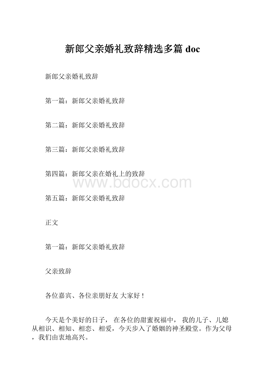 新郎父亲婚礼致辞精选多篇doc.docx_第1页