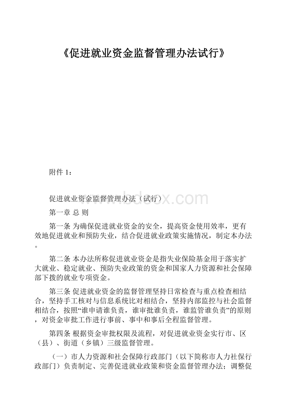 《促进就业资金监督管理办法试行》文档格式.docx