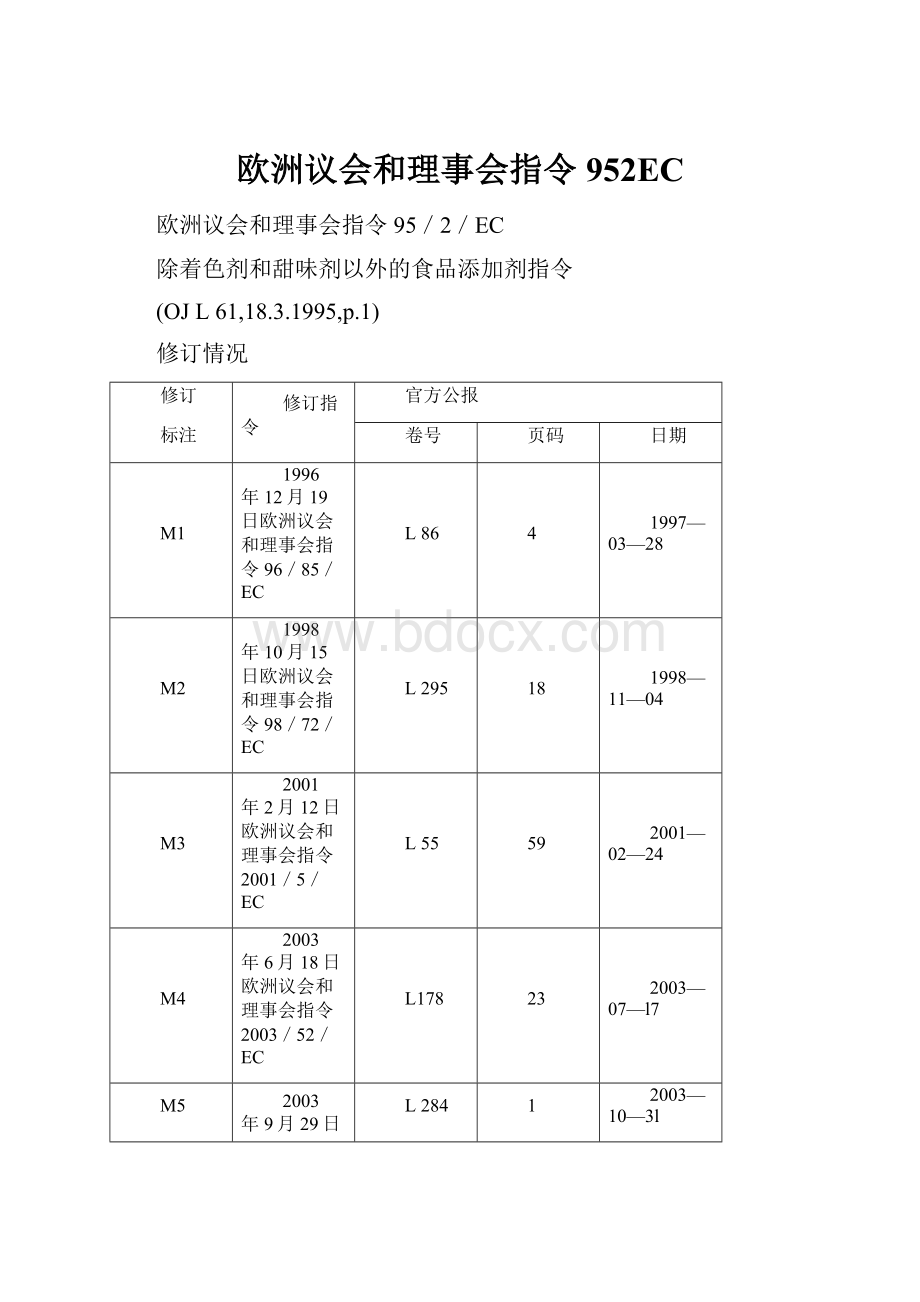 欧洲议会和理事会指令952EC.docx_第1页