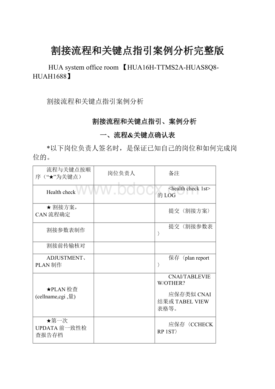 割接流程和关键点指引案例分析完整版Word文档格式.docx