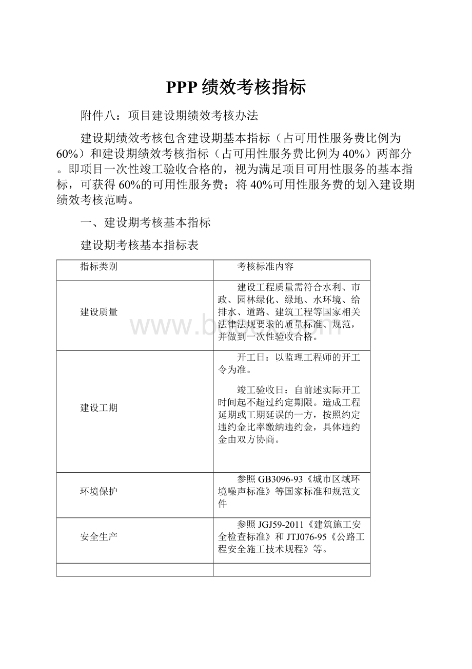 PPP绩效考核指标.docx