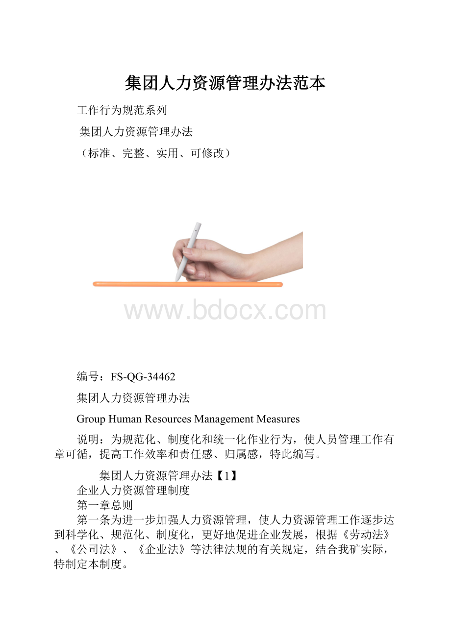 集团人力资源管理办法范本.docx