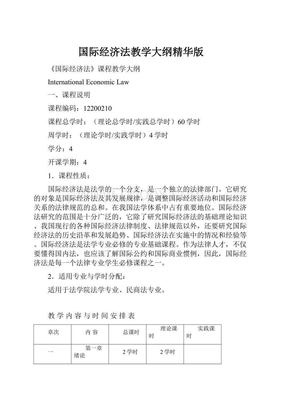 国际经济法教学大纲精华版.docx