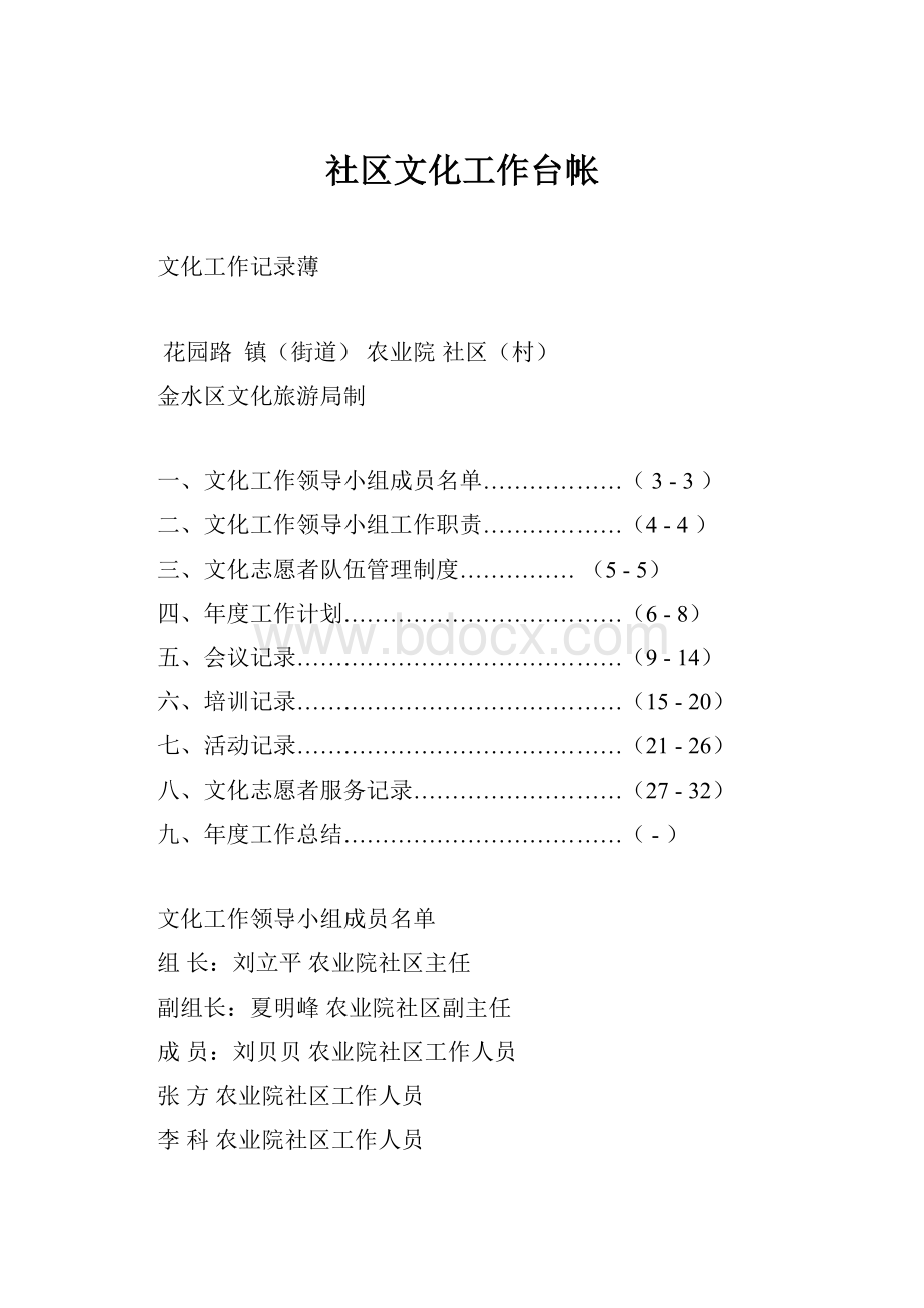 社区文化工作台帐.docx