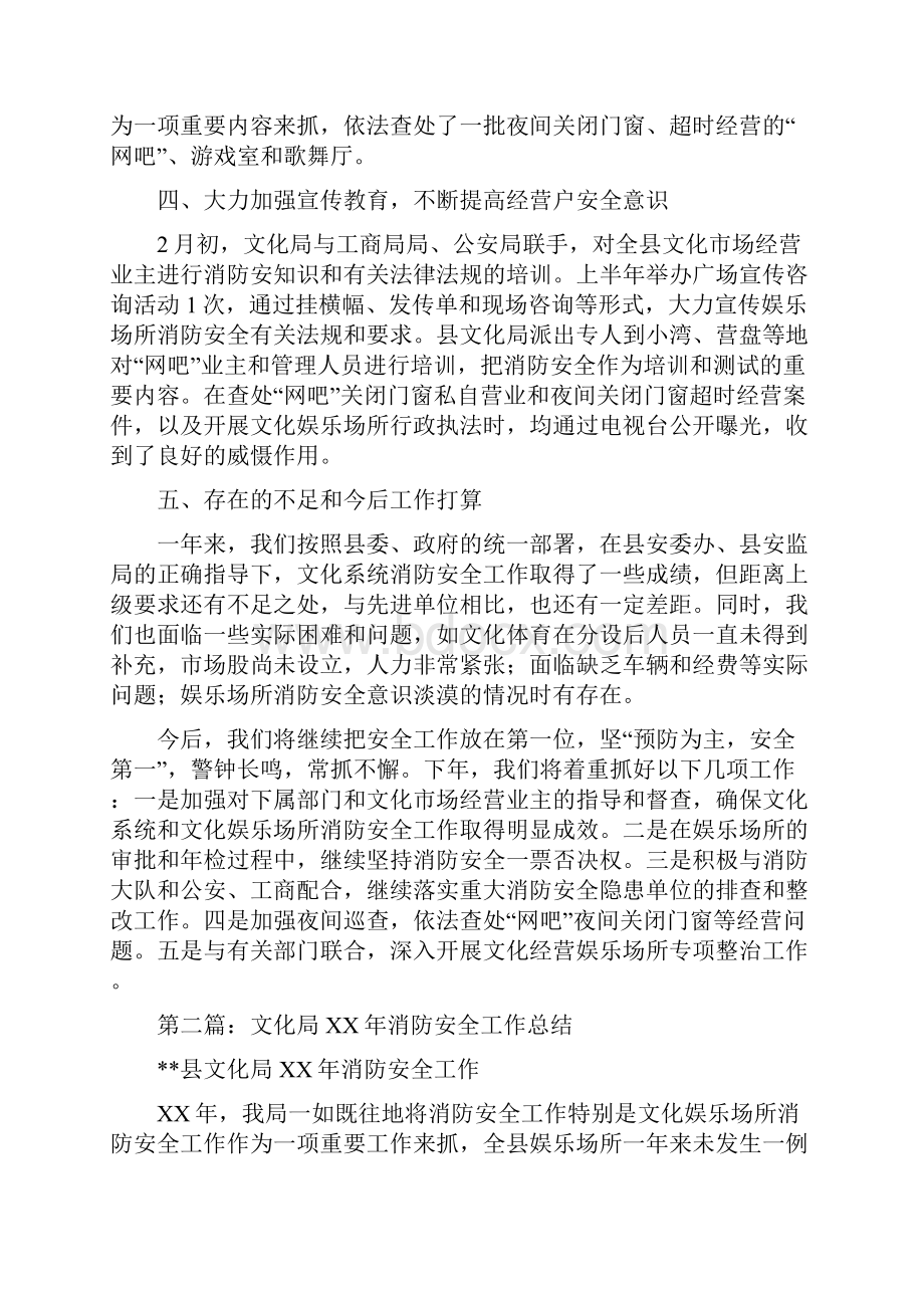 文化局消防安全工作总结多篇Word文档下载推荐.docx_第2页