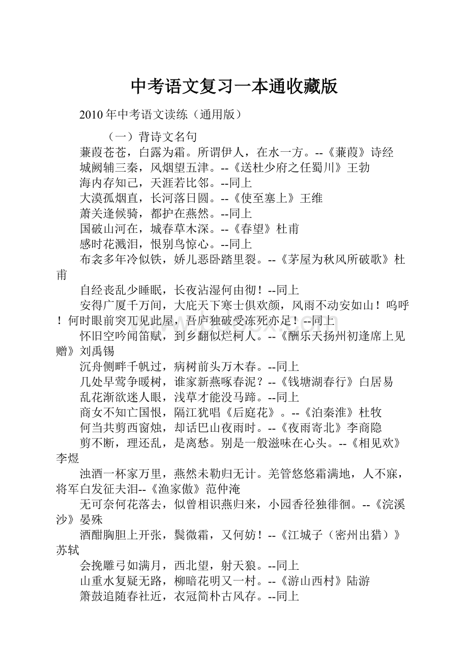 中考语文复习一本通收藏版.docx_第1页