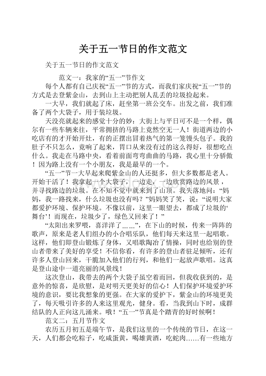 关于五一节日的作文范文Word文件下载.docx_第1页