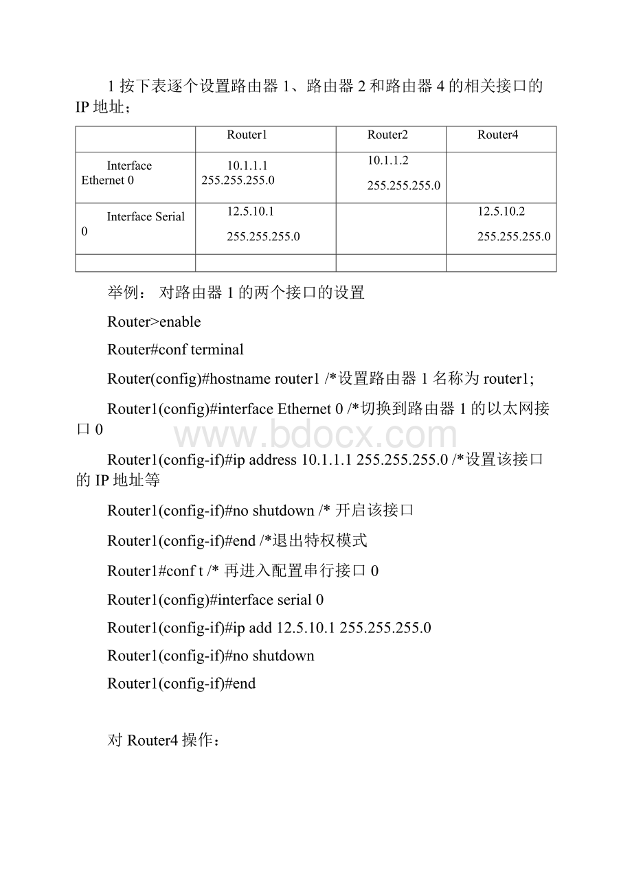 新 实验四路由器的基本配置静态路由默认路由RIPospf协议.docx_第2页