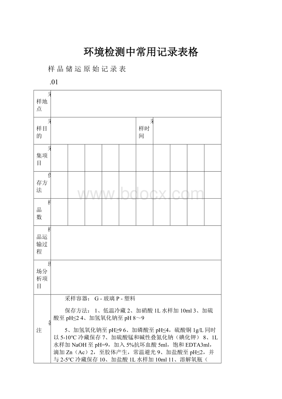 环境检测中常用记录表格.docx_第1页