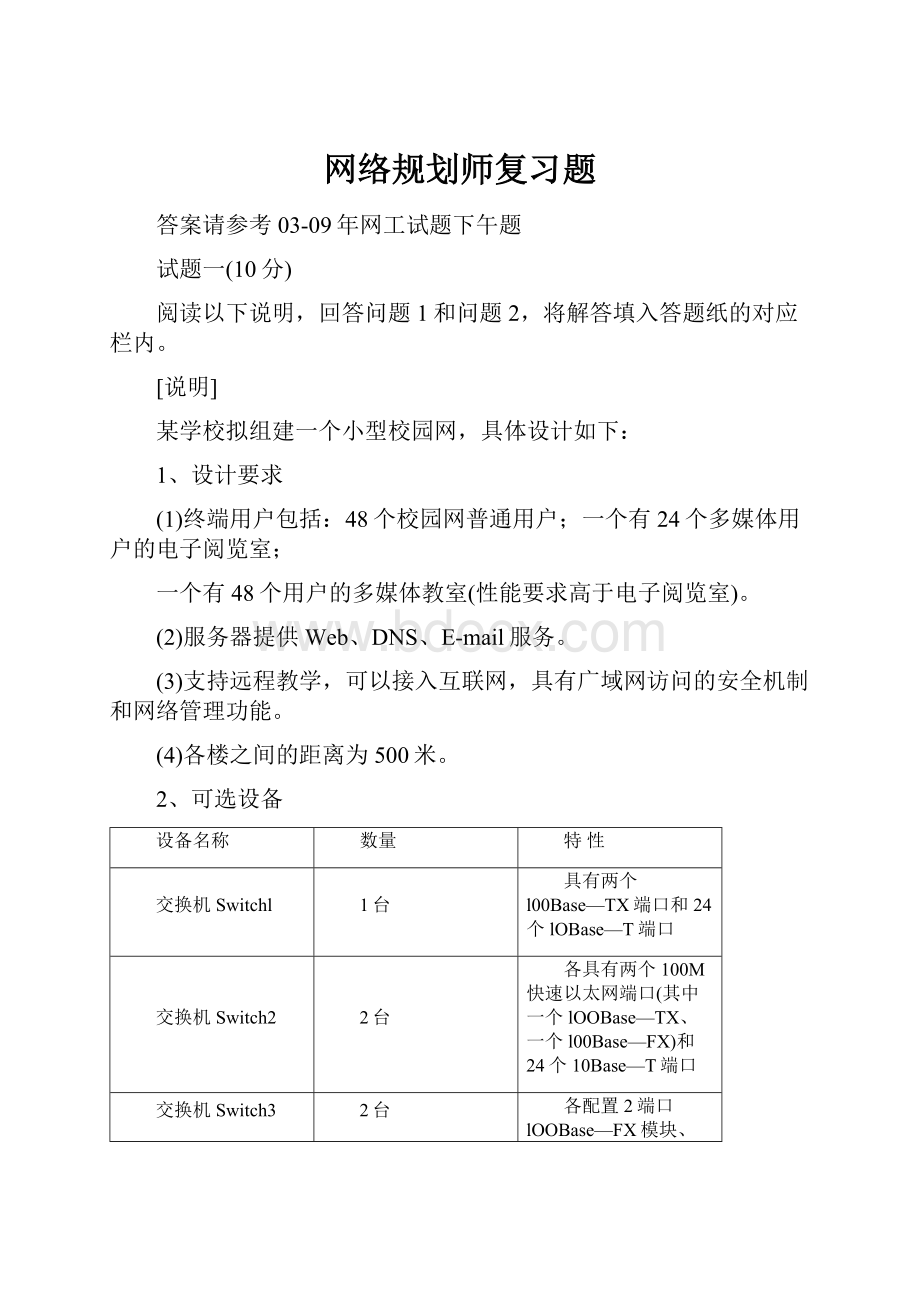 网络规划师复习题.docx_第1页