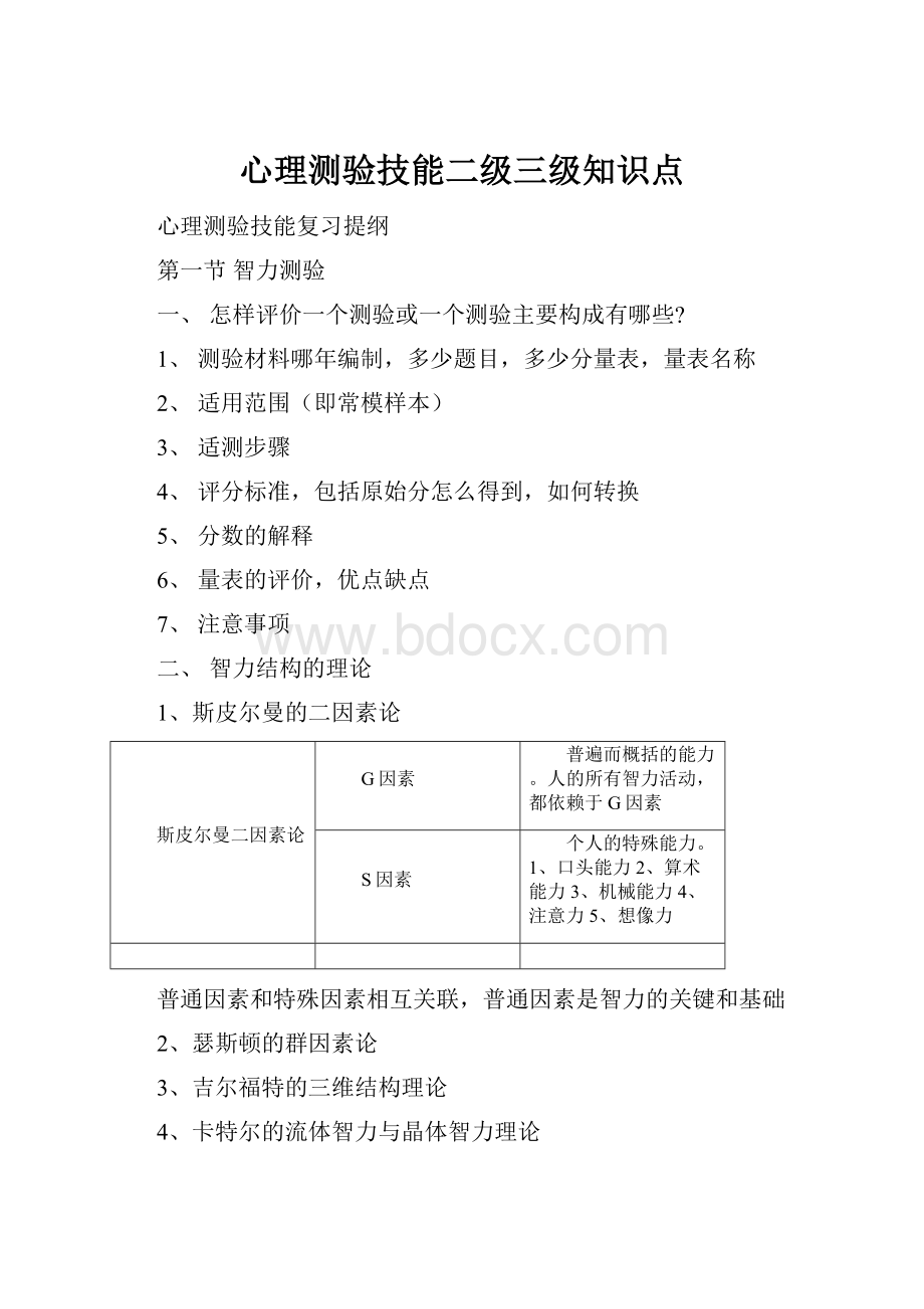 心理测验技能二级三级知识点.docx_第1页