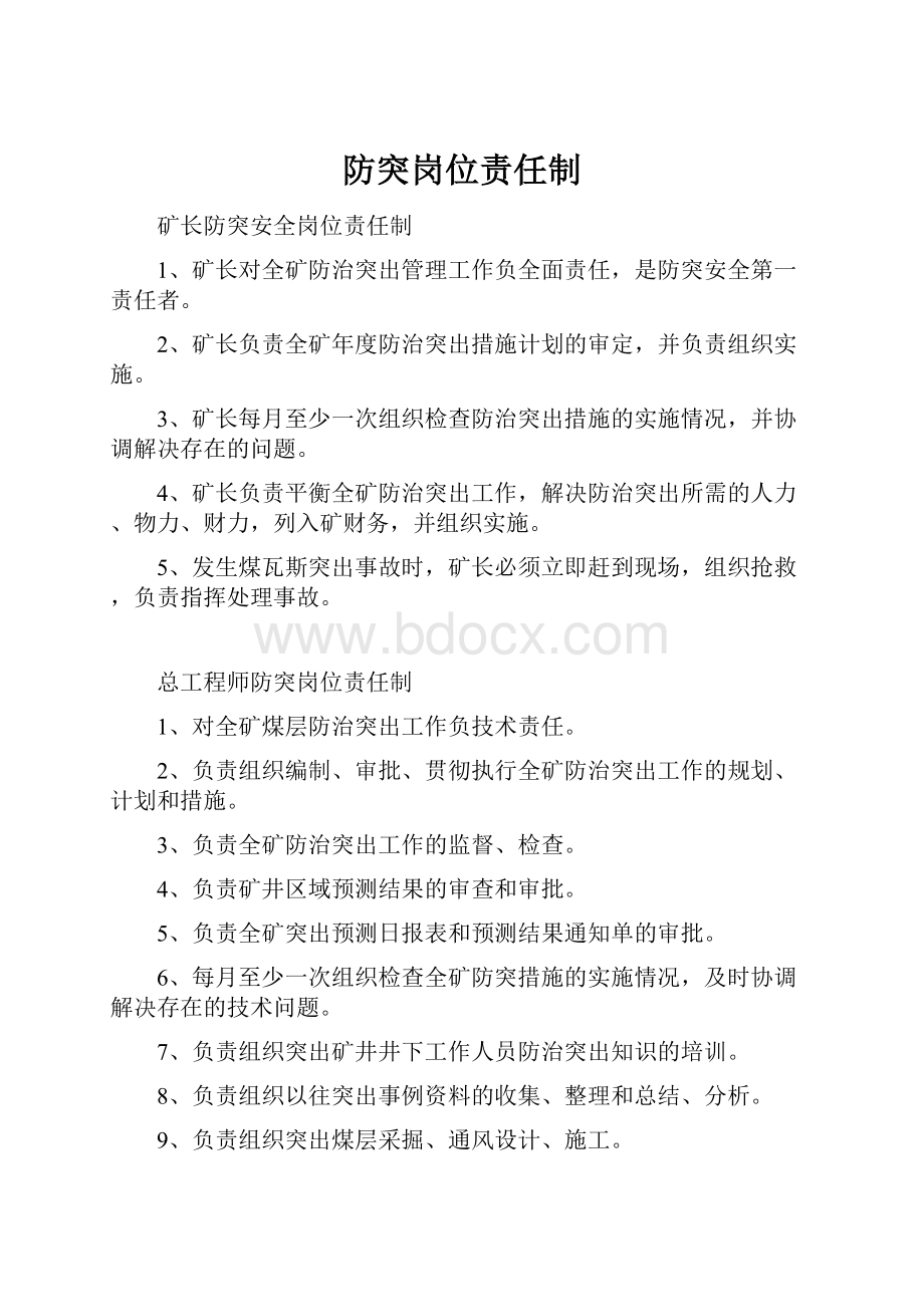 防突岗位责任制.docx_第1页