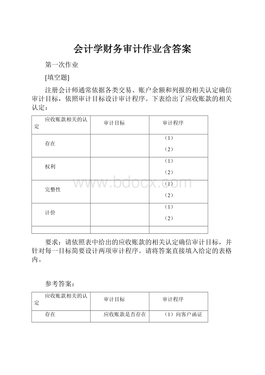 会计学财务审计作业含答案.docx