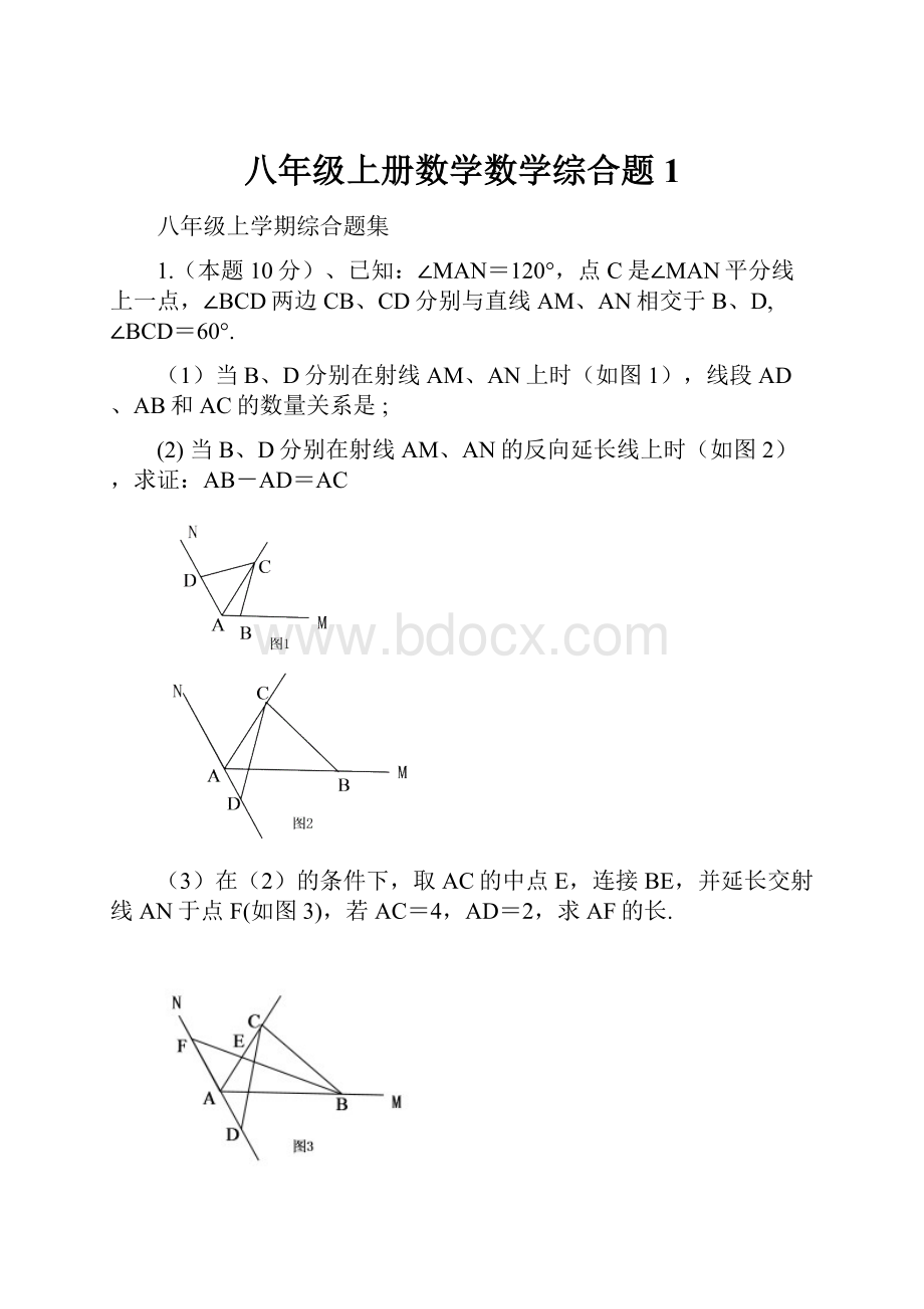 八年级上册数学数学综合题1.docx