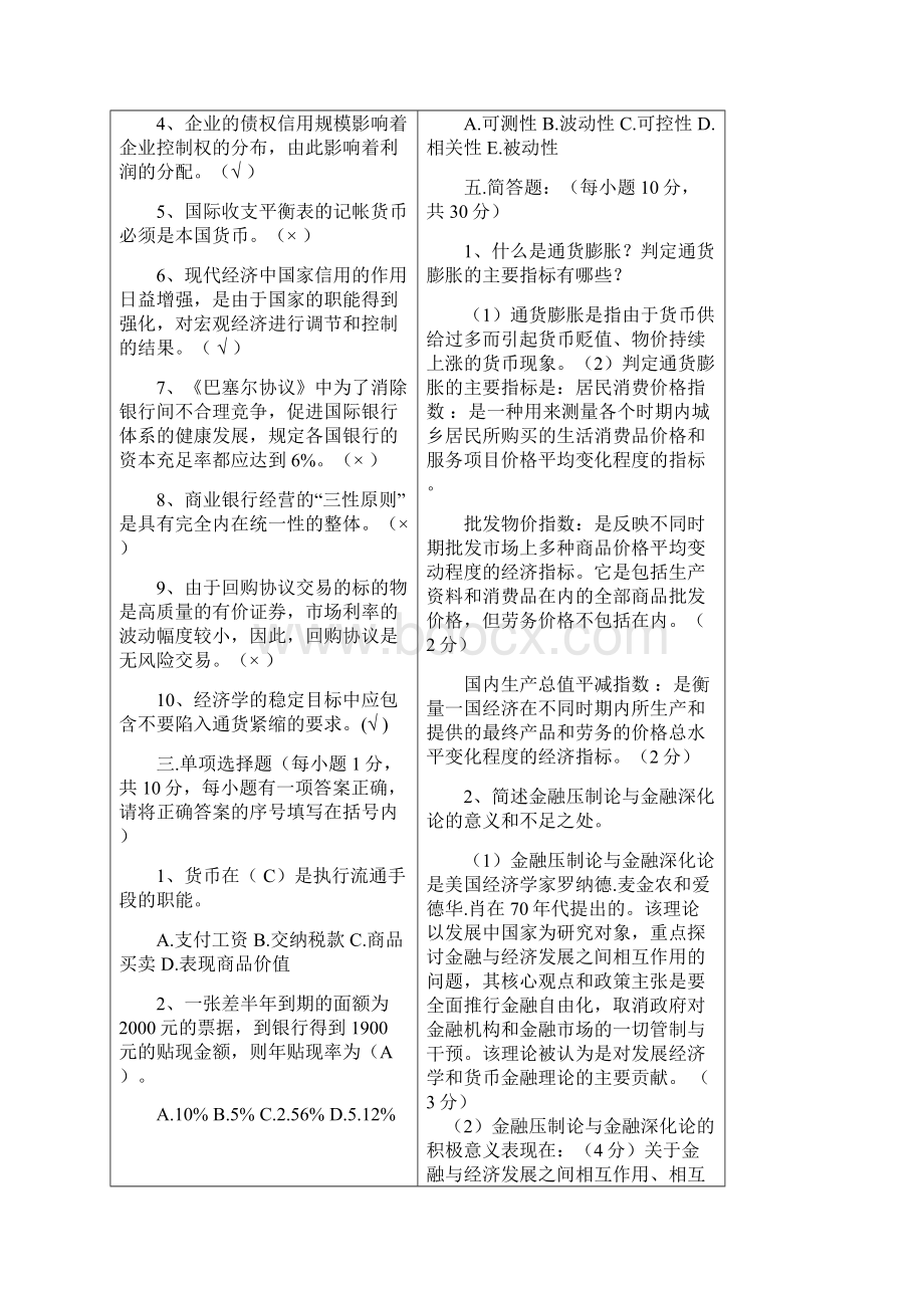 电大包100分货币银行学考试100分题库.docx_第2页