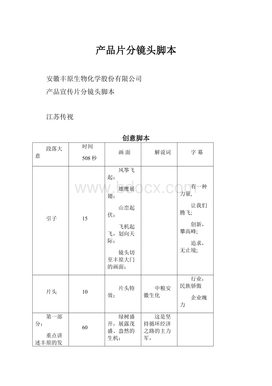 产品片分镜头脚本文档格式.docx