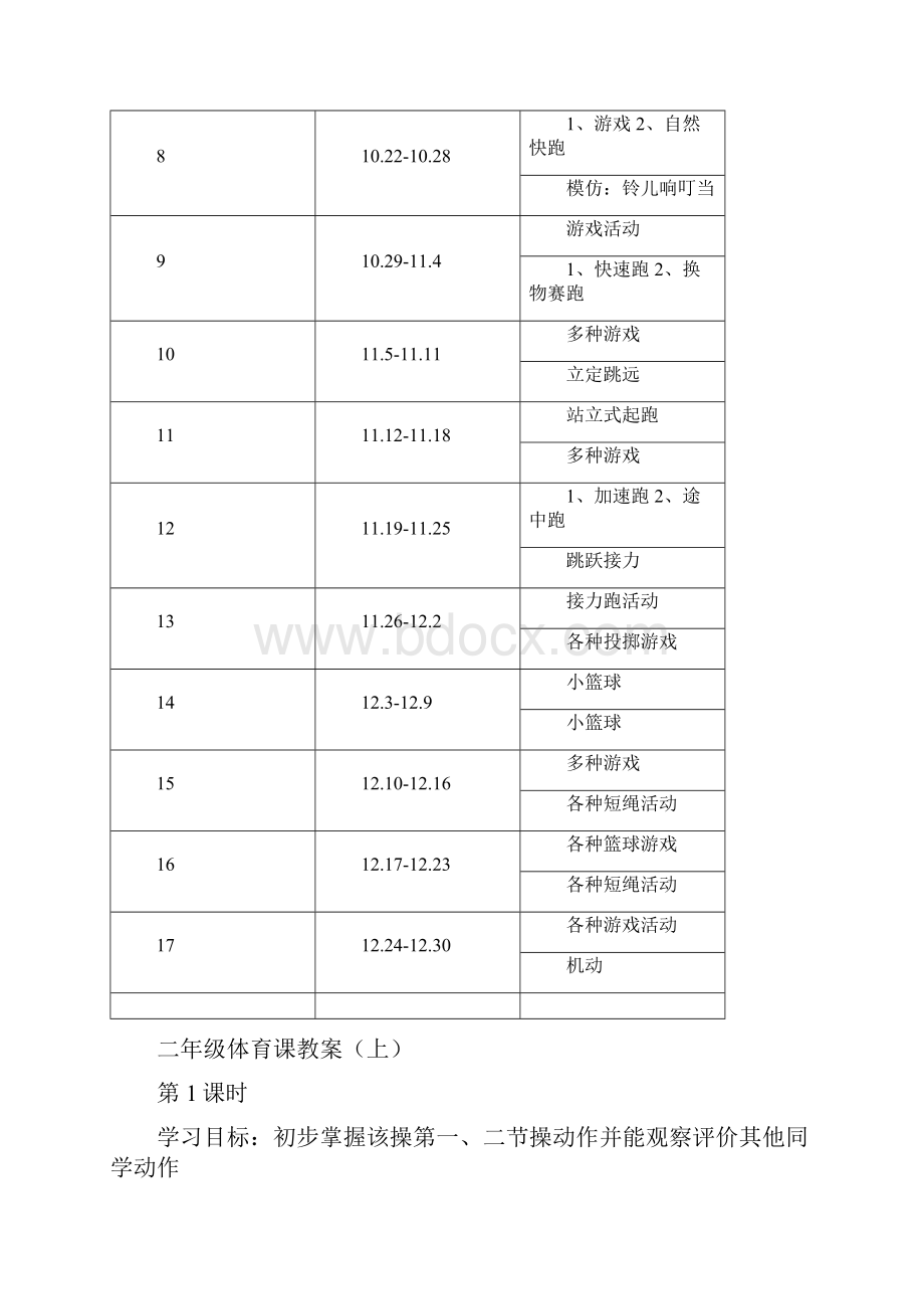 小学二年级体育上册全册教案.docx_第2页