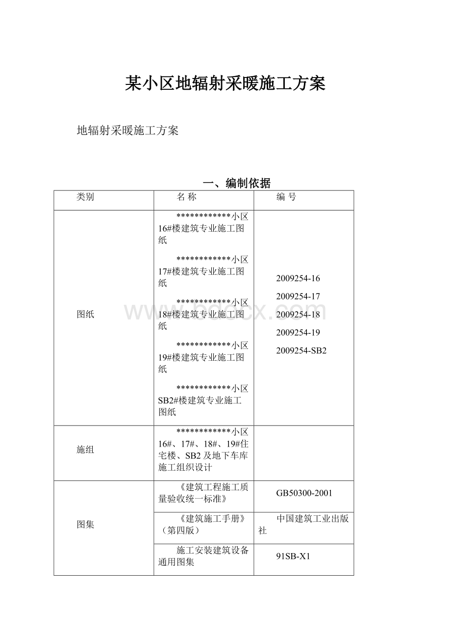 某小区地辐射采暖施工方案.docx