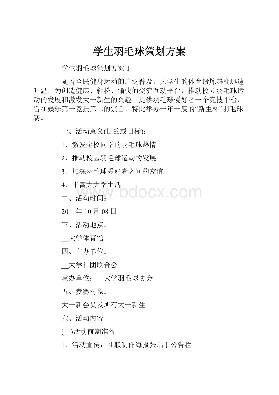 学生羽毛球策划方案.docx