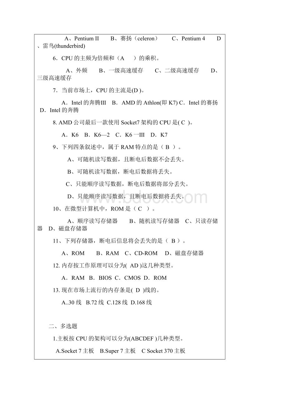 计算机硬件维护试题.docx_第3页