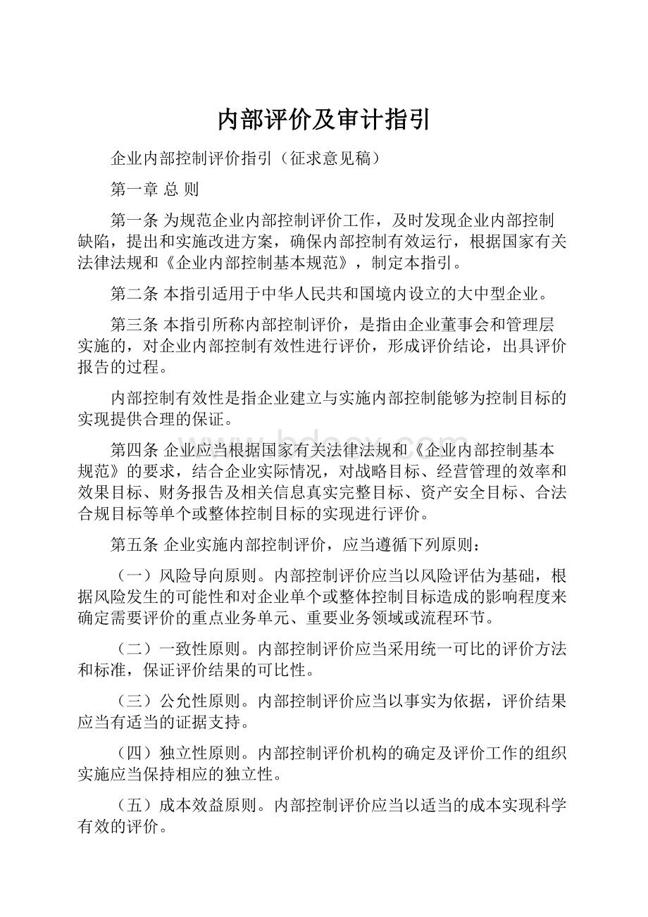 内部评价及审计指引Word文档格式.docx