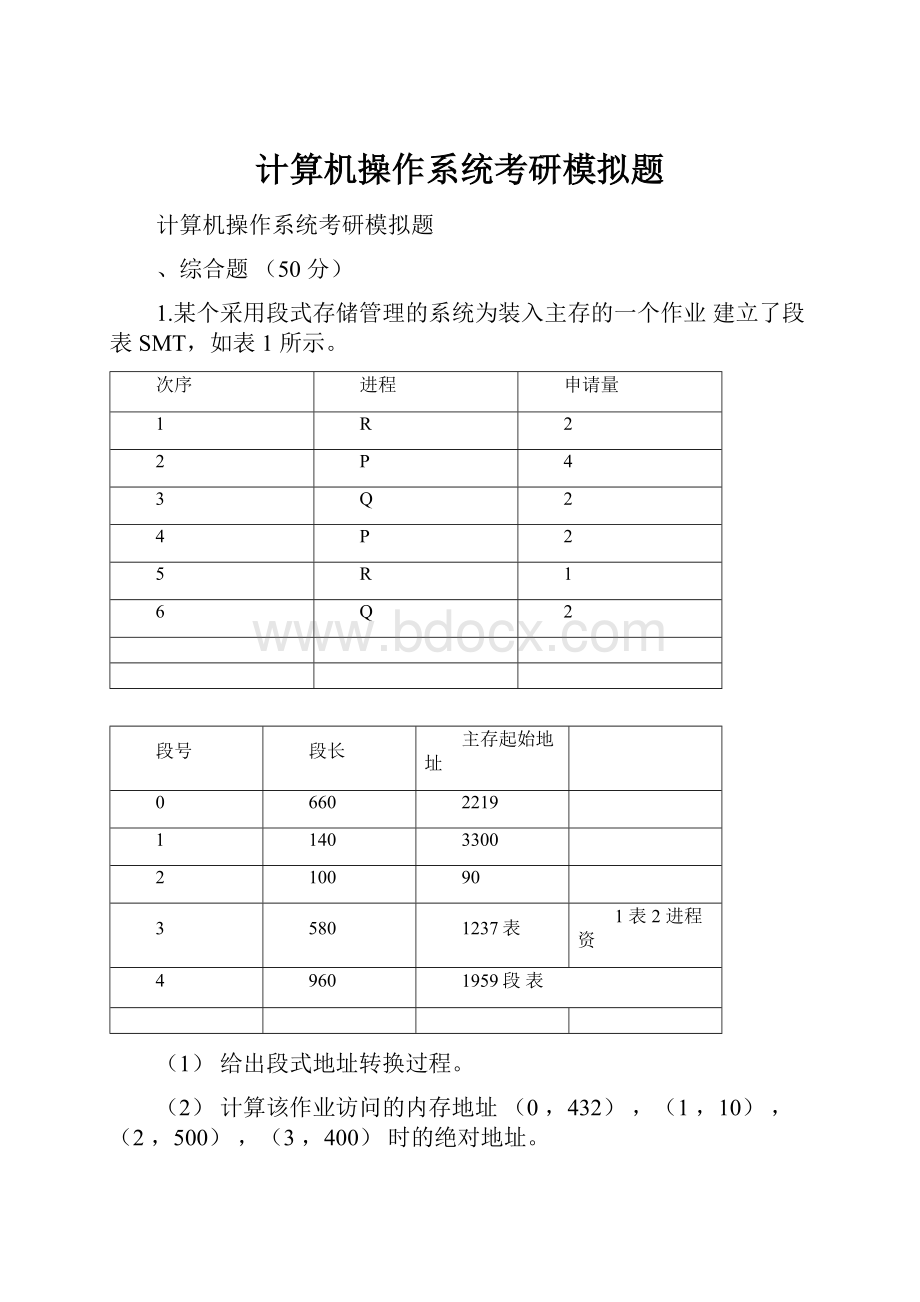 计算机操作系统考研模拟题.docx