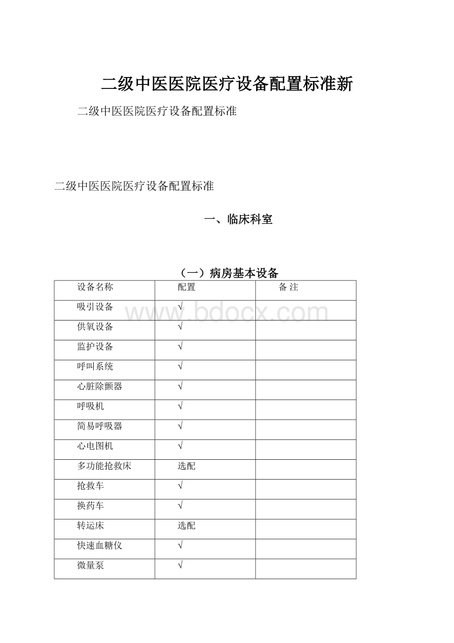 二级中医医院医疗设备配置标准新.docx_第1页